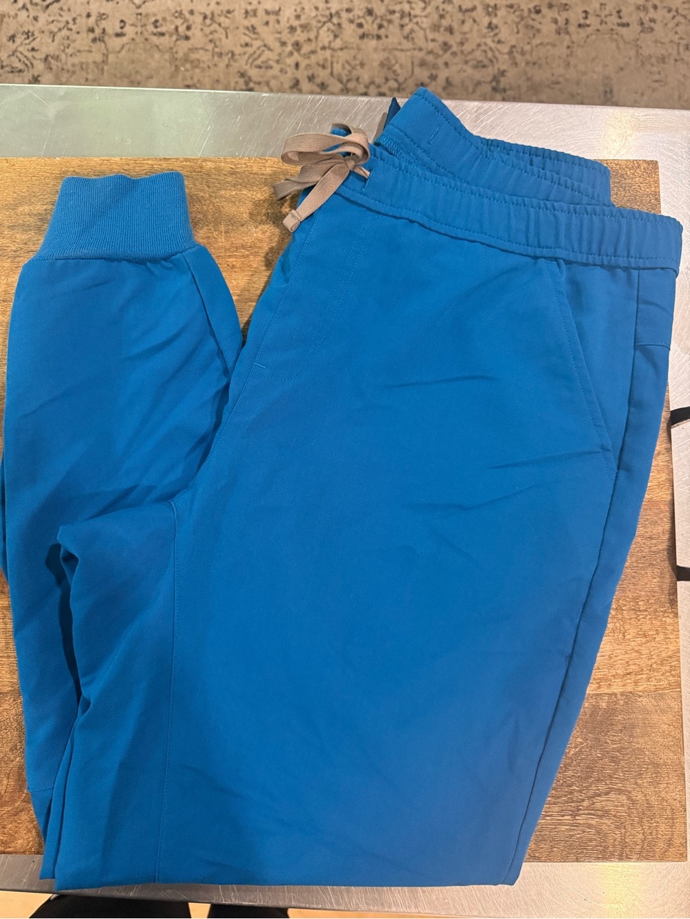 Figs Women's Royal Blue Track Joggers with gray Drawstring